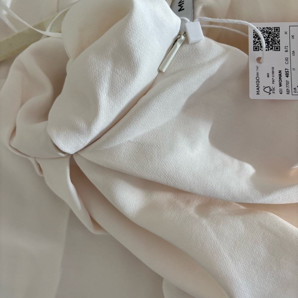 Mango Long Asymmetrical Draped Jumpsuit Off-White One-Shoulder NWT Size M Bridal - Picture 6 of 8